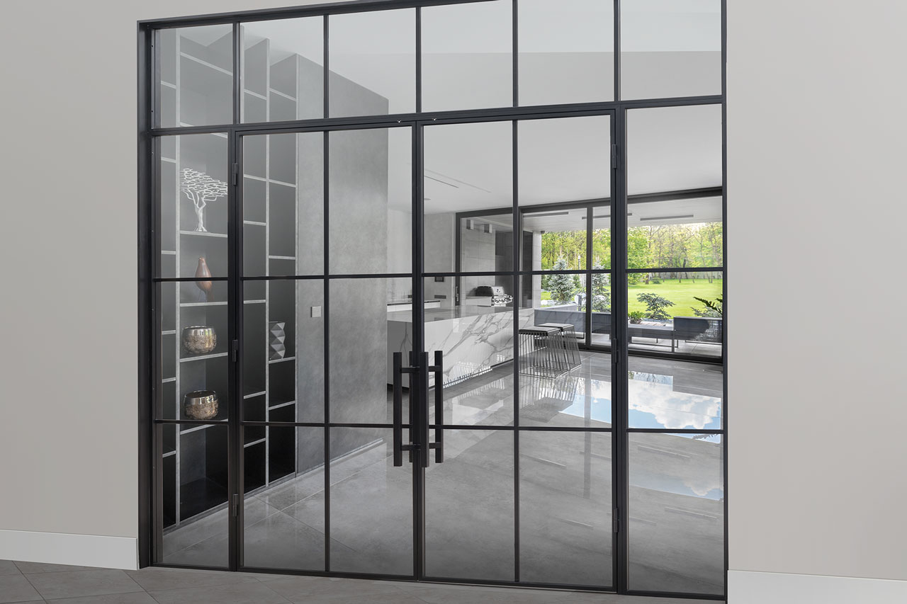 Glass and Steel Modern Interior Doors